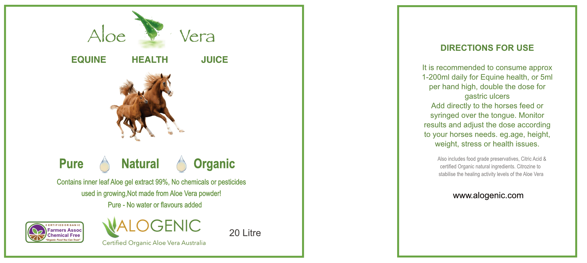 Equine Aloe Vera Inner Leaf Juice